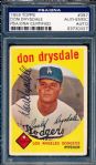 1959 Topps Bsbl. #387 Don Drysdale Dodgers- Autographed- PSA/DNA Slabbed/ Certified