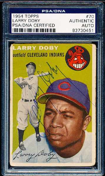 1954 Topps Bsbl. #70 Larry Doby, Indians- Autographed- PSA/ DNA Certified/ Slabbed