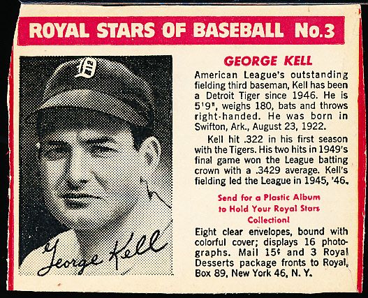 1950-52 Royal Desserts- #3 George Kell, Tigers