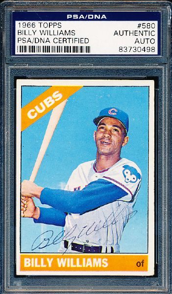1966 Topps Bsbl. #580 Billy Williams, Cubs- High Number Autographed- PSA/ DNA Certified/ Slabbed