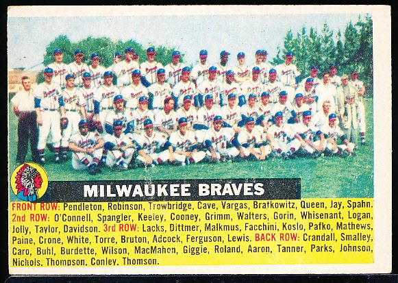 1956 Topps Bb- #95 Milwaukee Braves