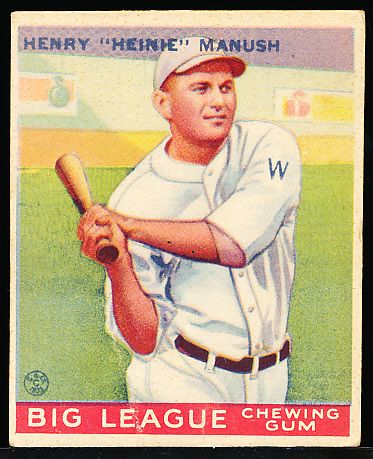 1933 Goudey Baseball- #47 Heinie Manush, Washington