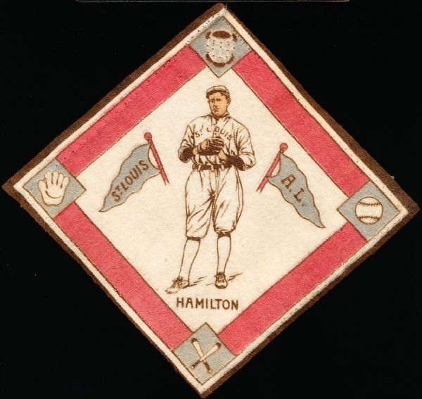 1914 B18 Baseball Blanket- Earl Hamilton, St. Louis AL- Red Base Paths Version