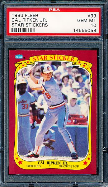 1986 Fleer Baseball- #99 Cal Ripken Jr.- PSA Gem Mint 10 