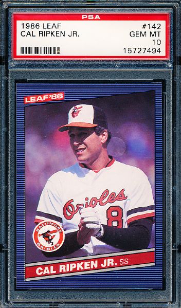 1986 Leaf Baseball- #142 Cal Ripken Jr.- PSA Gem Mint 10 