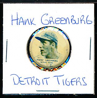 1938 Our National Game Pin- Hank Greenberg, Detroit