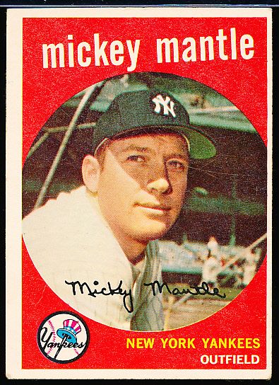 1959 Topps Bb- #10 Mickey Mantle, Yankees