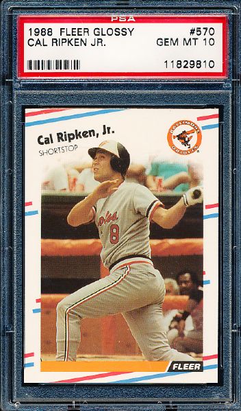 1988 Fleer Glossy Baseball- #570 Cal Ripken Jr.- PSA Gem Mint 10