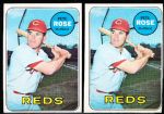1969 T Bb- #120 Pete Rose, Reds- 2 Cards