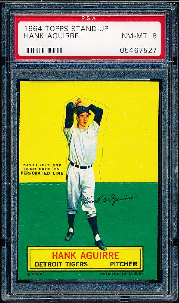 1964 Topps Baseball Stand-Up - Hank Aguirre, Tigers- PSA Nm-Mt 8 
