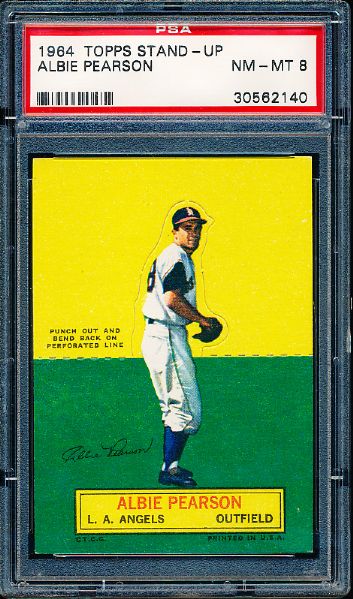 1964 Topps Baseball Stand-Up - Albie Pearson, Angels- PSA Nm-Mt 8- SP! 