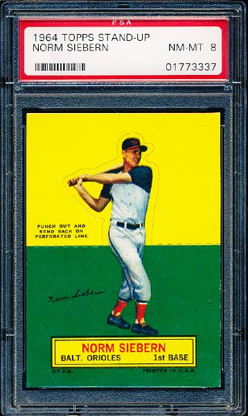 1964 Topps Baseball Stand-Up - Norm Siebern, Orioles- PSA Nm-Mt 8 