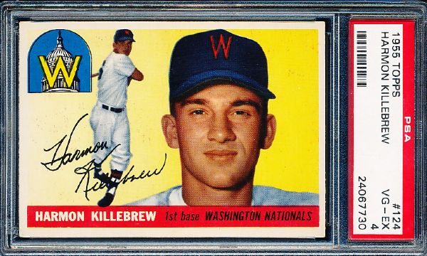 1955 Topps Baseball- #124 Harmon Killebrew, Washington- PSA Vg-Ex 4 