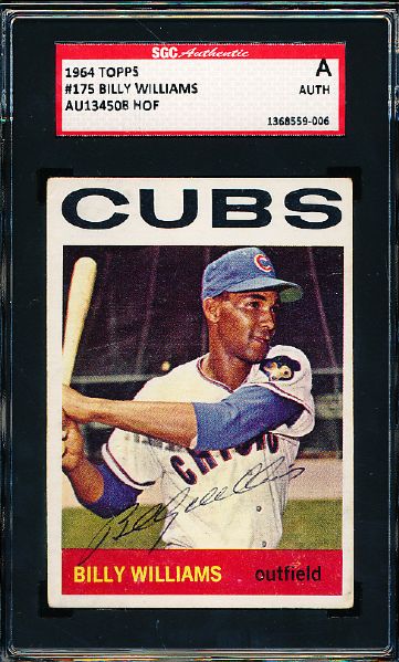 1964 Topps Bb- #175 Billy Williams- Autographed- SGC Authentic- Certified & Holdered