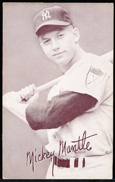 1947-66 Baseball Exhibit- Mickey Mantle- Batting Plain Uniform- With White Outline of First Name