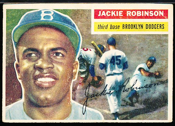 1956 Topps Baseball- #30 Jackie Robinson, Dodgers- White back.
