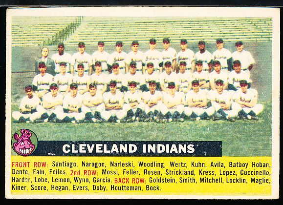 1956 Topps Baseball- #85 Cleveland Indians- White back