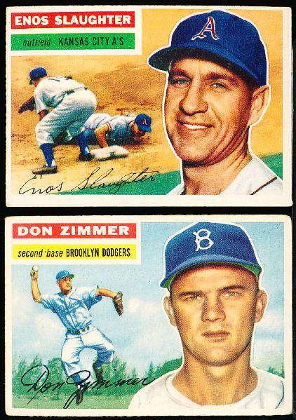 1956 Topps Baseball- 2 Cards- Both gray backs.