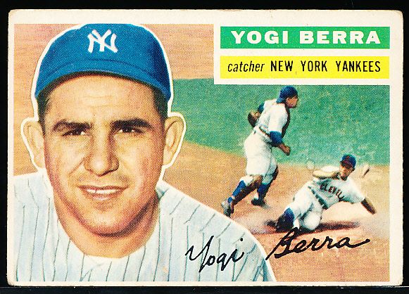 1956 Topps Baseball- #110 Yogi Berra, Yankees- White back