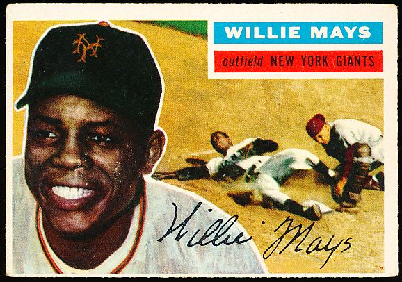 1956 Topps Baseball- #130 Willie Mays, Giants- Gray back