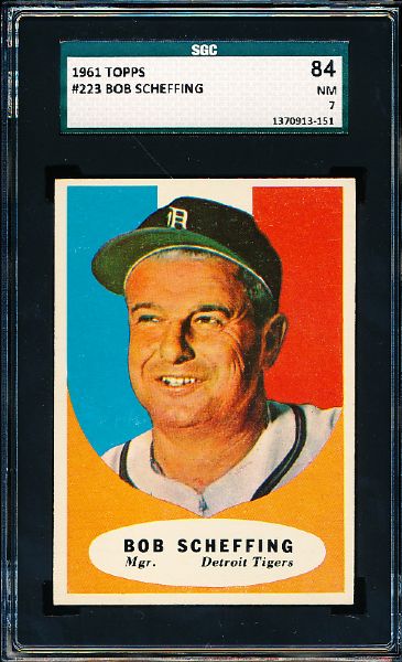 1961 Topps Baseball- #223 Bob Scheffing, Tigers- SGC 84 (Nm 7)