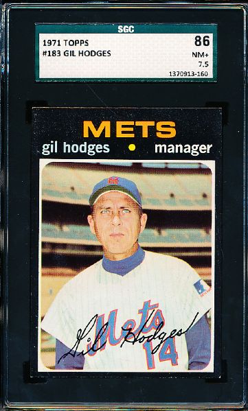1971 Topps Baseball- #183 Gil Hodges, Mets- SGC 86 (NM+ 7.5)