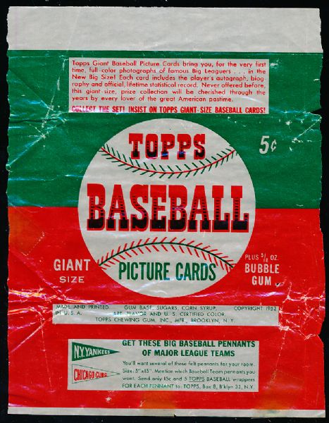 1952 Topps Baseball 5 Cent Wrapper