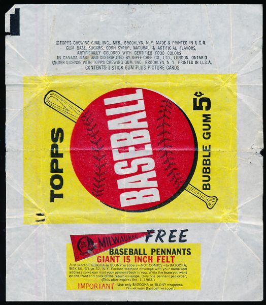 1963 Topps Baseball- 5 Cent Wrapper