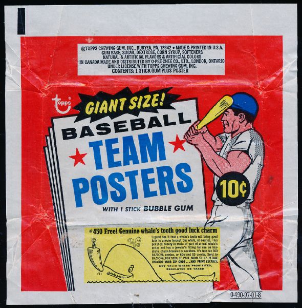 1968/69 Topps Baseball- Team Posters Wrapper