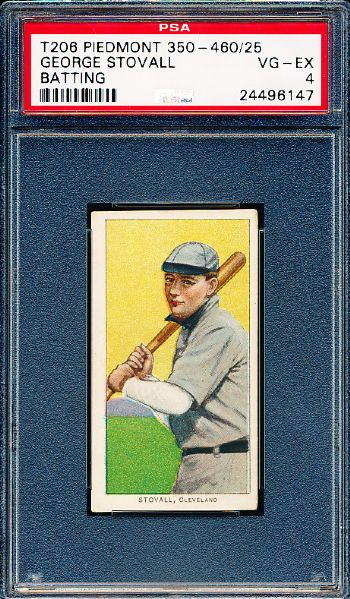 1909-11 T206 Bb- George Stovall, Cleveland- PSA Vg-Ex 4 – Batting Pose