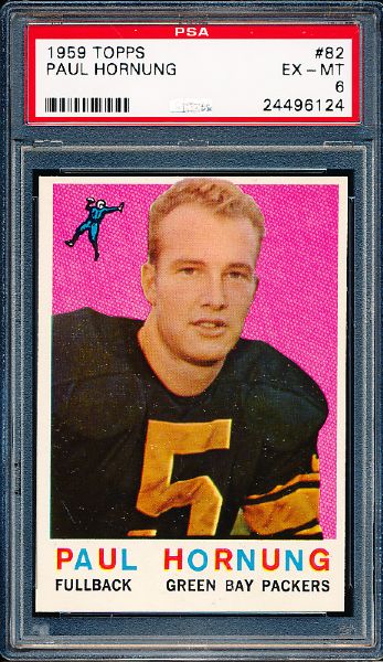 1959 Topps Football- #82 Paul Hornung, Packers- PSA Ex-Mt 6