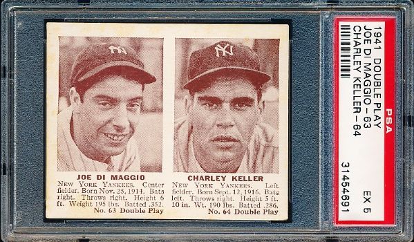 1941 Double Play Bb- #63 Joe DiMaggio/#64 Charley Keller- PSA Ex 5 