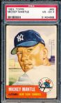 1953 Topps Baseball- #82 Mickey Mantle, PSA Vg-Ex 4 