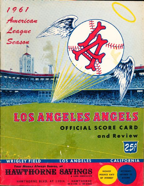 1961 Los Angeles Angels Scorecard vs. New York Yankees