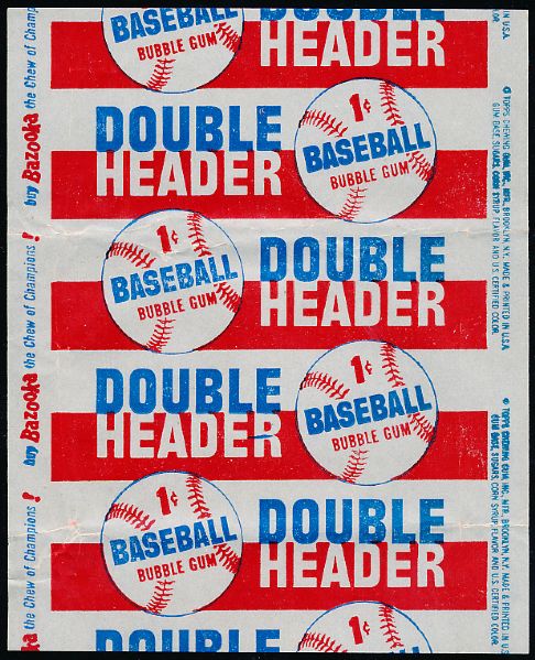1955 Topps Baseball Doubleheader One Cent Wrapper