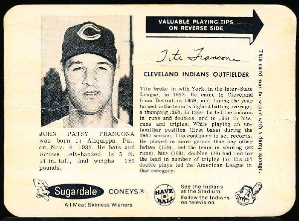 1963 Sugardale Weiners- Tito Francona