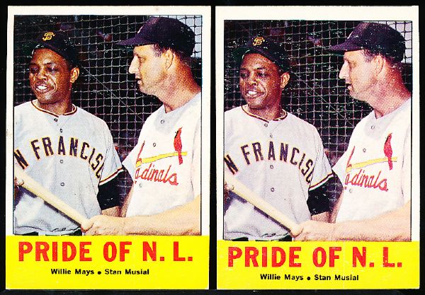 1963 Topps Bb- #138 Mays/Musial- 2 Cards