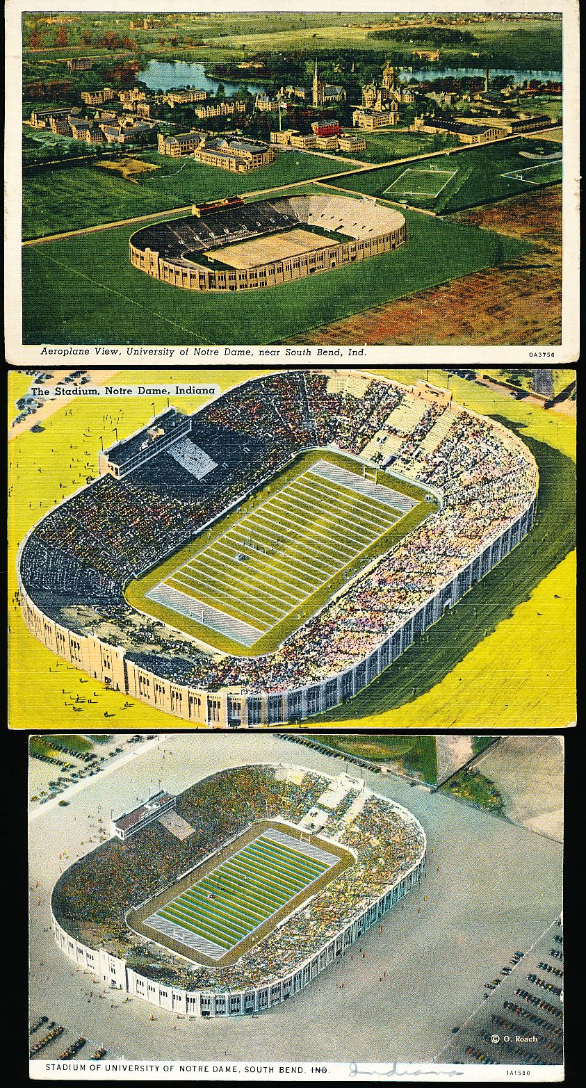 Lot Detail University Of Notre Dame Football Stadium Postcards 3 Diff lot-detail-university-of-notre-dame-football-stadium-postcards-3-diff