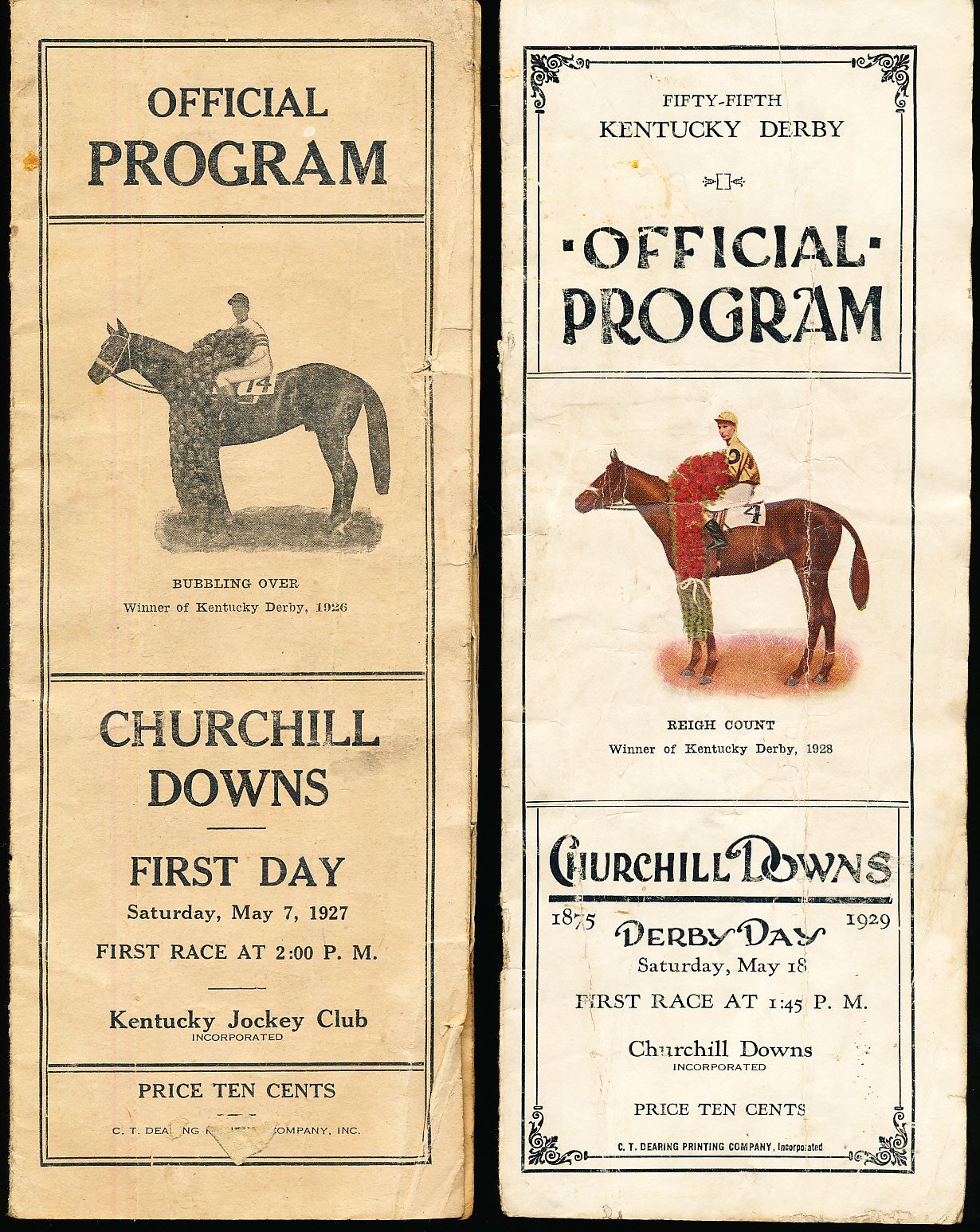 Lot Detail - 1927 Churchill Downs Partial Program, 1929 Kentucky Derby ...