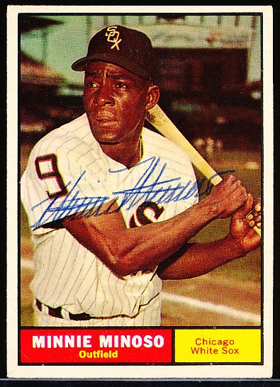 1961 Topps Bsbl. #380 Minnie Minoso, White Sox- Autographed