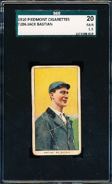 1909-11 T206 Bb- Jack Bastian, San Antonio- SGC 20 (Fair 1.5)- Southern Leaguer