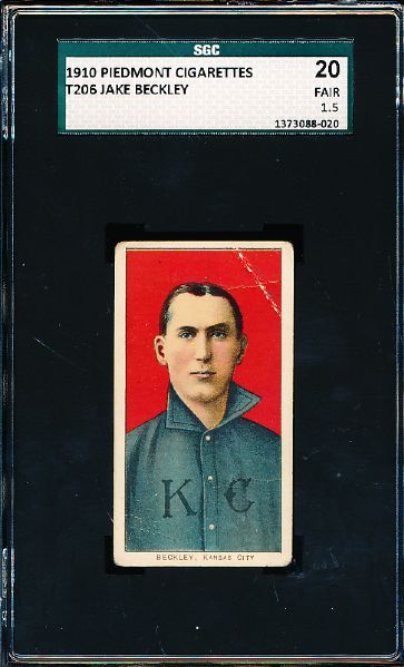 1909-11 T206 Bb- Jake Beckley, Kansas City- SGC 20 (Fair 1.5)- Hall of Famer!