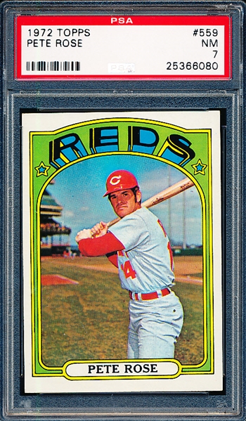 1972 Topps Baseball- #559 Pete Rose, Reds- PSA NM 7