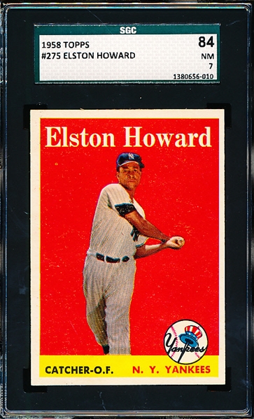 1958 Topps Baseball- #275 Elston Howard, Yankees- SGC 84 (NM 7)