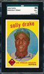 1959 Topps Baseball- #406 Solly Drake, Dodgers- SGC 86 (NM+ 7.5)
