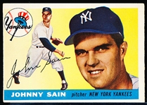 1955 Topps Baseball- #193 John Sain, Giants