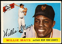1955 Topps Baseball- #194 Willie Mays, Giants- Hi# 