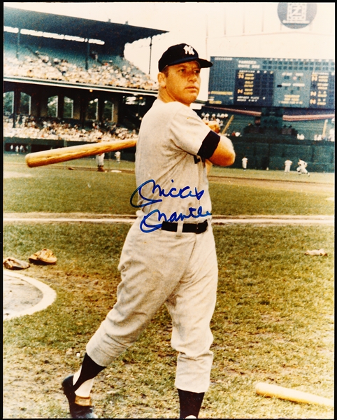 Mickey Mantle Autographed New York Yankees Bsbl. Color 8” x 10” Photo- SGC Certified