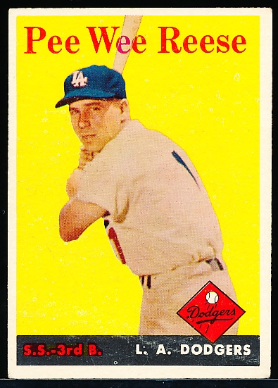 1958 Topps Bb- #375 Pee Wee Reese, Dodgers