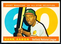 1960 Topps Bb- #566 Hank Aaron All Star- Hi#